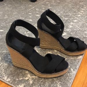 Tory Burch Adonis Espadrille Black Wedge Shoe